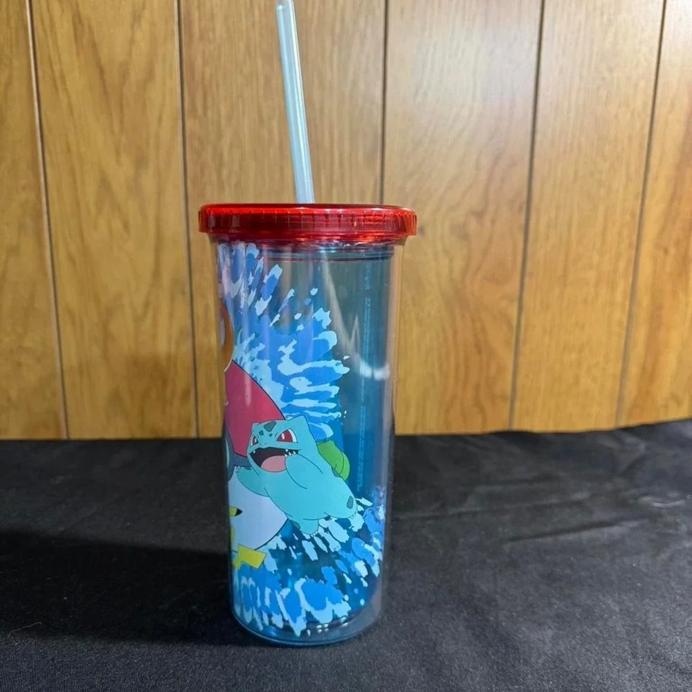 Pokémon tie dye‎ cup with straw NEW